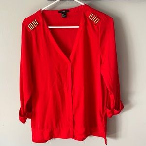 H&M Red Top with Gold Accents Size 10 New without Tags